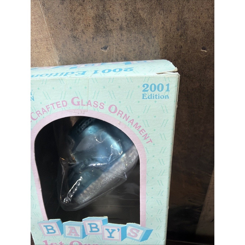 2001 Brass Key Collection Baby's 1st Ornament Hand-Crafted Blown Glass Blue Vtg - Picture 3 of 15